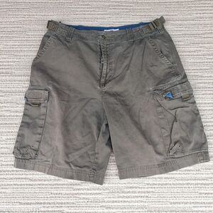 GAP FACTORY MENS CARGO SHORTS GRAY KHAKI SIZE MEDIUM FLAT FRONT MULTI POCKET